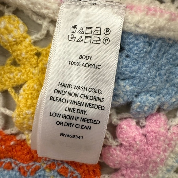 House of Harlow 1960 Crochet Floral Fringe Sweater Boho Festival One Size NWOT - Picture 5 of 6